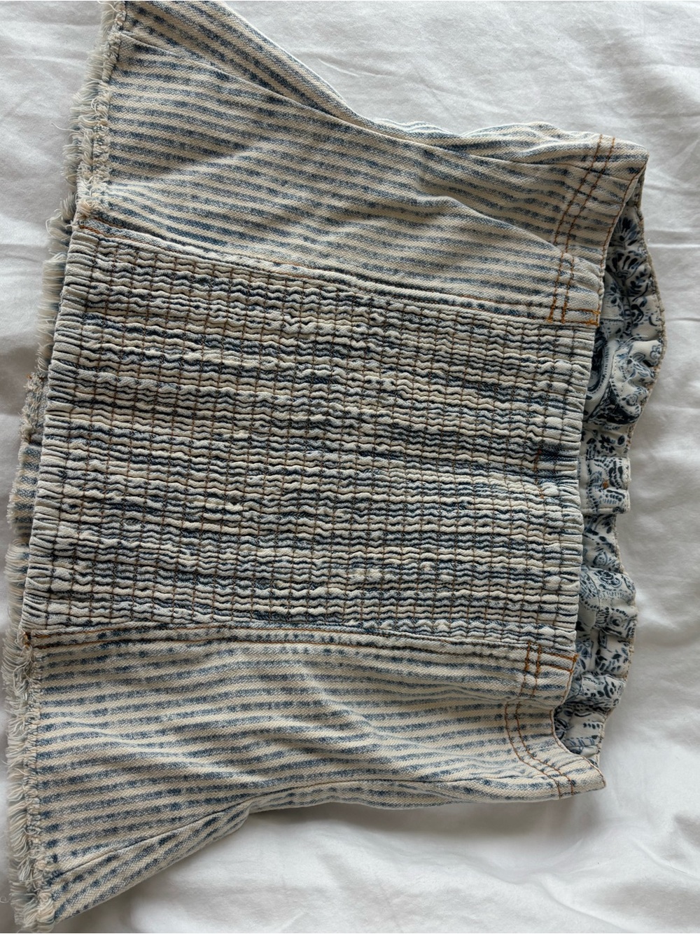 Striped Denim Button-Front Peplum top Blue/White - Picture 3 of 3